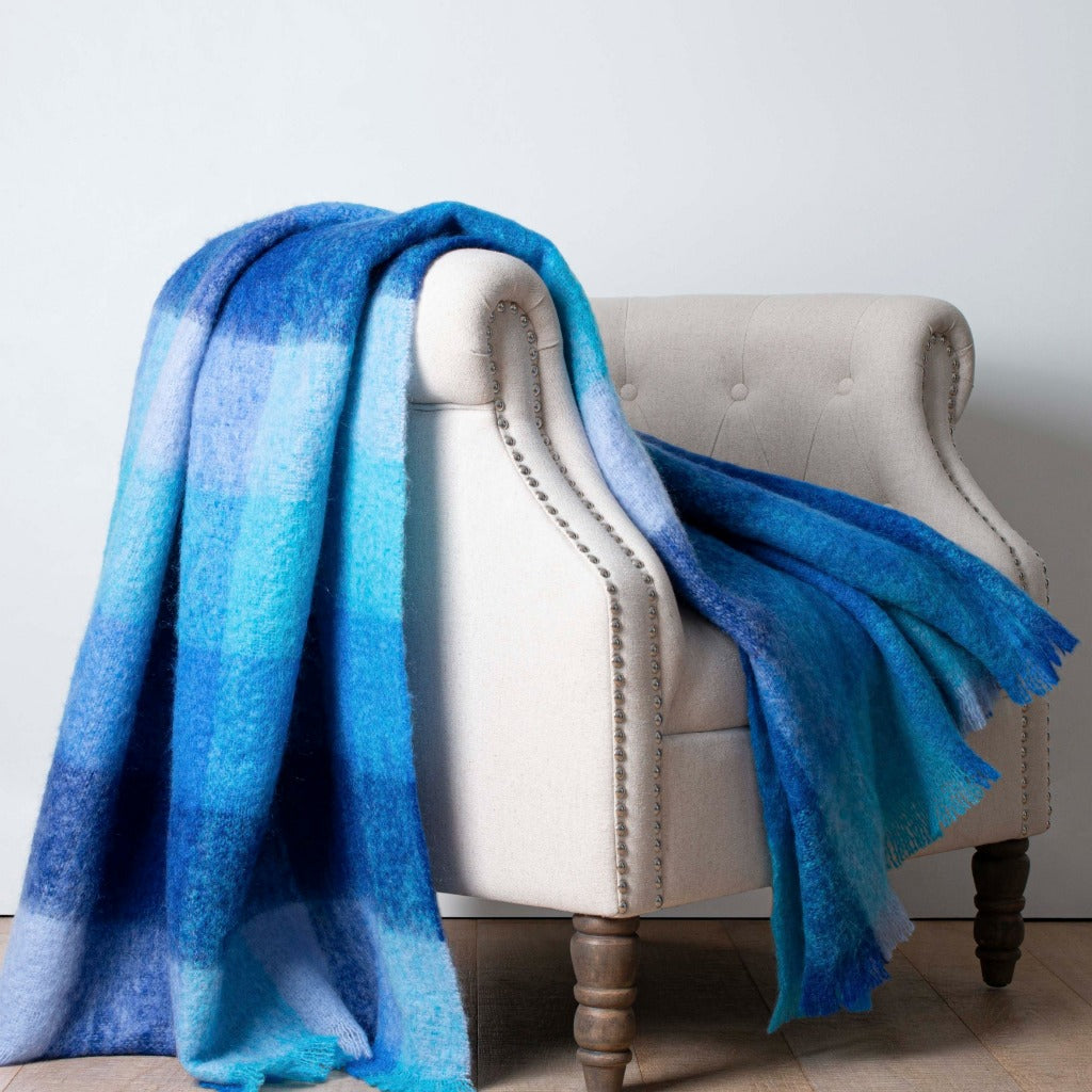 Roy's Blue Mohair Throw - The Glamorous Goat