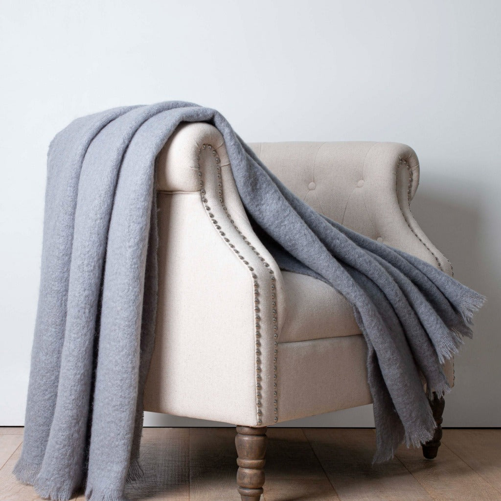 Platinum Mohair Throw - The Glamorous Goat