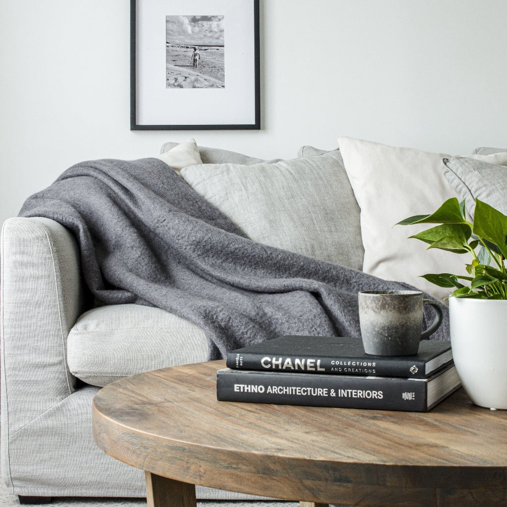 Charcoal Mohair Throw - The Glamorous Goat