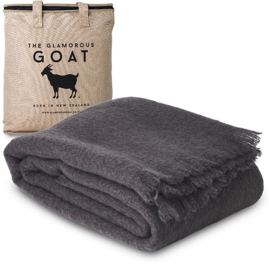 Charcoal Mohair Throw - The Glamorous Goat