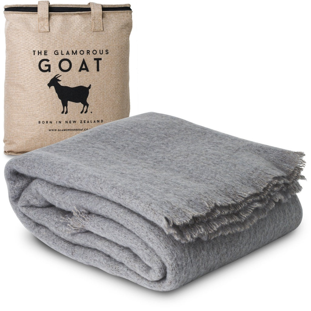 Platinum Mohair Throw - The Glamorous Goat