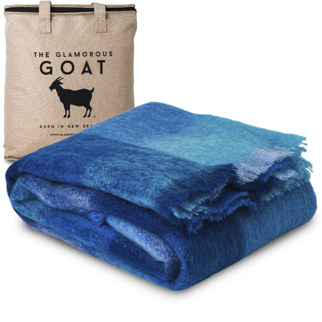 Roy's Blue Mohair Throw - The Glamorous Goat